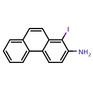 Chemical structure of 2-Amino-1-iodophenanthrene , CAS 3081967-66-7, AChemBlock AD283394