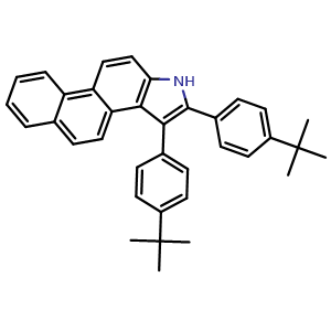 Chemical structure of 2,3-Bis[4-(tert-butyl)phenyl]-1H-naphtho[2,1-e]indole , CAS 3081967-64-5, AChemBlock AD283395