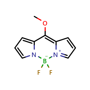 Chemical structure of 5,5-Difluoro-10-methoxy-5H-dipyrrolo[1,2-c:2',1'-f][1,3,2]diazaborinin-4-ium-5-uide , CAS 1414345-89-3, AChemBlock AD283397