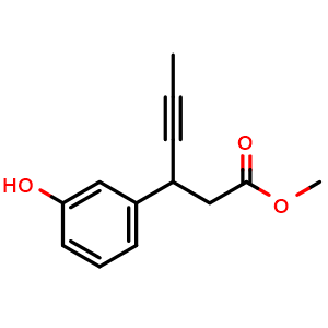 Chemical structure of Methyl 3-(3-Hydroxyphenyl)-4-hexynoate , CAS 2376525-35-6, AChemBlock AD283400