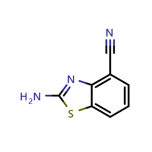 Chemical structure of 2-Aminobenzo[d]thiazole-4-carbonitrile , CAS 1126637-56-6, AChemBlock AD283406