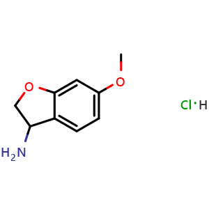 Chemical structure of 6-Methoxy-2,3-dihydrobenzofuran-3-amine hydrochloride , CAS 2323452-95-3, AChemBlock AD283411