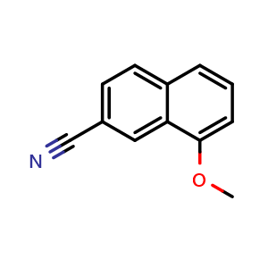 Chemical structure of 8-Methoxy-2-naphthonitrile , CAS 590369-72-5, AChemBlock AD283412
