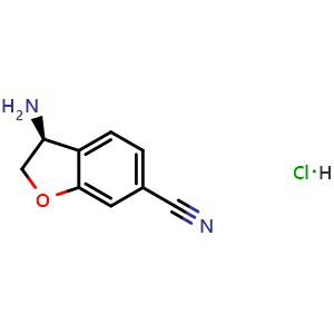 Chemical structure of (S)-3-Amino-2,3-dihydrobenzofuran-6-carbonitrile Hydrochloride , CAS 2301856-00-6, AChemBlock AD283415