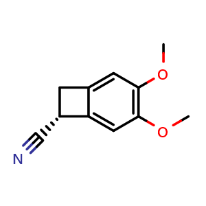 Chemical structure of (R)-3,4-Dimethoxybicyclo[4.2.0]octa-1,3,5-triene-7-carbonitrile , CAS 1214788-46-1, AChemBlock AD283426