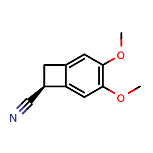 Chemical structure of (S)-3,4-Dimethoxybicyclo[4.2.0]octa-1,3,5-triene-7-carbonitrile , CAS 1214788-42-7, AChemBlock AD283427