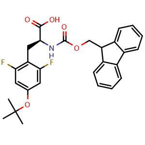 Chemical structure of (S)-2-(Fmoc-amino)-3-[4-(tert-butoxy)-2,6-difluorophenyl]propanoic acid , CAS 2892390-44-0, AChemBlock AD283439