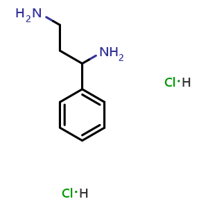 Chemical structure of 1-Phenylpropane-1,3-diamine dihydrochloride , CAS 78534-09-5, AChemBlock AD283442