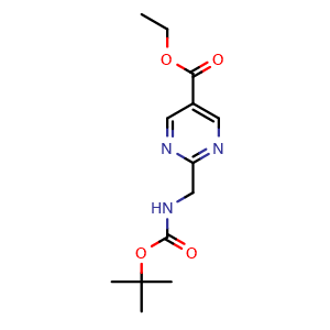 Chemical structure of Ethyl 2-[(Boc-amino)methyl]pyrimidine-5-carboxylate , CAS 2119310-21-1, AChemBlock AD283444