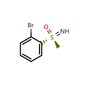 Chemical structure of (S)-1-Bromo-2-(S-methylsulfonimidoyl)benzene , CAS 1872385-35-7, AChemBlock AD283453