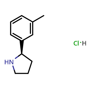 Chemical structure of (R)-2-(m-Tolyl)pyrrolidine hydrochloride , CAS 1381928-41-1, AChemBlock AD283454