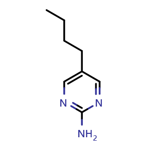 Chemical structure of 5-Butylpyrimidin-2-amine , CAS 39268-73-0, AChemBlock AD283459