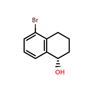Chemical structure of (S)-5-Bromo-1,2,3,4-tetrahydronaphthalen-1-ol , CAS 1413606-05-9, AChemBlock AD283469