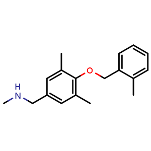 Chemical structure of 1-[3,5-Dimethyl-4-[(2-methylbenzyl)oxy]phenyl]-N-methylmethanamine , CAS 1095098-49-9, AChemBlock AD283473