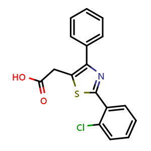 Chemical structure of 2-[2-(2-Chlorophenyl)-4-phenylthiazol-5-yl]acetic acid , CAS 23821-79-6, AChemBlock AD283474