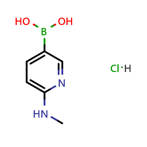 Chemical structure of 6-(Methylamino)pyridine-3-boronic acid hydrochloride , CAS 265664-53-7, AChemBlock AD283476