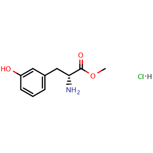 Chemical structure of Methyl (R)-2-Amino-3-(3-hydroxyphenyl)propanoate hydrochloride , CAS 72683-79-5, AChemBlock AD283479