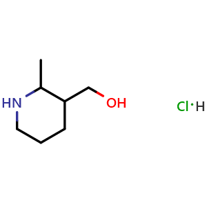 Chemical structure of (2-Methylpiperidin-3-yl)methanol hydrochloride , CAS 2999513-04-9, AChemBlock AD283483