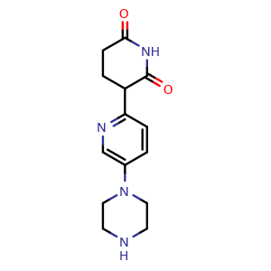 Chemical structure of 3-[5-(Piperazin-1-yl)pyridin-2-yl]piperidine-2,6-dione , CAS 3027830-46-9, AChemBlock AD283508