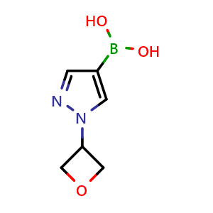 Chemical structure of 1-(Oxetan-3-yl)-1H-pyrazole-4-boronic acid , CAS 2226987-43-3, AChemBlock AD283539