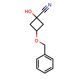 Chemical structure of 3-(Benzyloxy)-1-hydroxycyclobutanecarbonitrile , CAS 2165072-06-8, AChemBlock AD283543