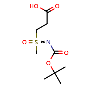 Chemical structure of 3-(N-Boc-S-methylsulfonimidoyl)propanoic acid , CAS 2827562-96-7, AChemBlock AD283546