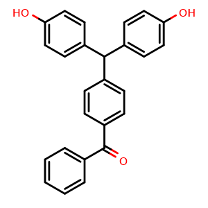 Chemical structure of [4-[Bis(4-hydroxyphenyl)methyl]phenyl](phenyl)methanone , CAS 1129270-72-9, AChemBlock AD283551
