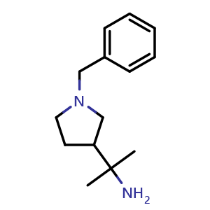 Chemical structure of 2-(1-Benzylpyrrolidin-3-yl)-2-propanamine , CAS 885959-65-9, AChemBlock AD283553