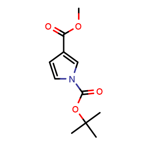 Chemical structure of Methyl 1-Boc-1H-pyrrole-3-carboxylate , CAS 952182-27-3, AChemBlock AD283554