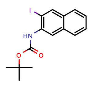 Chemical structure of N-Boc-3-iodonaphthalen-2-amine , CAS 1289544-99-5, AChemBlock AD283564