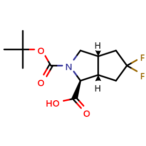 Chemical structure of cis-2-Boc-5,5-difluorooctahydrocyclopenta[c]pyrrole-1-carboxylic acid , CAS 2938996-83-7, AChemBlock AD283566