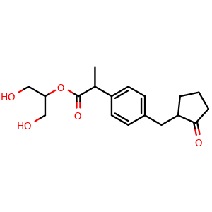 Chemical structure of 1,3-Dihydroxy-2-propyl 2-[4-[(2-Oxocyclopentyl)methyl]phenyl]propanoate , CAS 2963743-73-7, AChemBlock AD283576