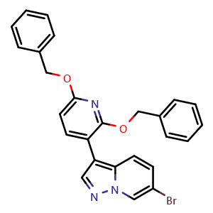 Chemical structure of 3-[2,6-Bis(benzyloxy)pyridin-3-yl]-6-bromopyrazolo[1,5-a]pyridine , CAS 2912304-86-8, AChemBlock AD283579