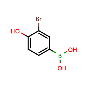 Chemical structure of 3-Bromo-4-hydroxyphenylboronic acid , CAS 2376742-37-7, AChemBlock AD283587