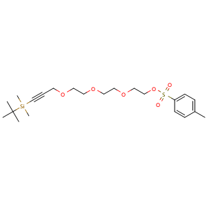 Chemical structure of 13,13,14,14-Tetramethyl-3,6,9-trioxa-13-silapentadec-11-yn-1-yl Tosylate , CAS 2742250-22-0, AChemBlock AD283589