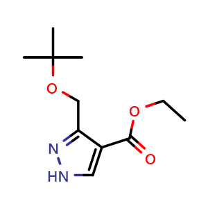 Chemical structure of Ethyl 3-(tert-Butoxymethyl)-1H-pyrazole-4-carboxylate , CAS 518990-19-7, AChemBlock AD283590