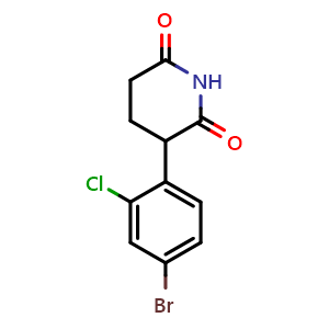Chemical structure of 3-(4-Bromo-2-chlorophenyl)piperidine-2,6-dione , CAS 2923549-60-2, AChemBlock AD283597