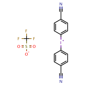 Chemical structure of Bis(4-cyanophenyl)iodonium Trifluoromethanesulfonate , CAS 2135865-59-5, AChemBlock AD283601