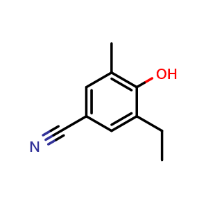 Chemical structure of 3-Ethyl-4-hydroxy-5-methylbenzonitrile , CAS 4909-95-9, AChemBlock AD283609