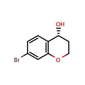 Chemical structure of (R)-7-Bromochroman-4-ol , CAS 1568168-36-4, AChemBlock AD283615