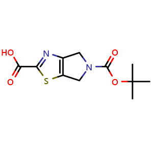 Chemical structure of 5-Boc-5,6-dihydro-4H-pyrrolo[3,4-d]thiazole-2-carboxylic acid , CAS 774533-81-2, AChemBlock AD283620