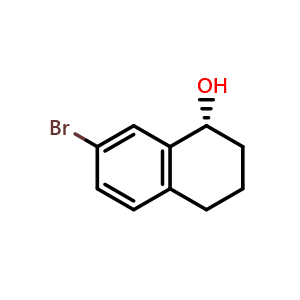 Chemical structure of (R)-7-Bromo-1,2,3,4-tetrahydronaphthalen-1-ol , CAS 676133-23-6, AChemBlock AD283622
