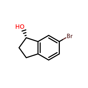 Chemical structure of (S)-6-Bromo-2,3-dihydro-1H-inden-1-ol , CAS 1096537-29-9, AChemBlock AD283623