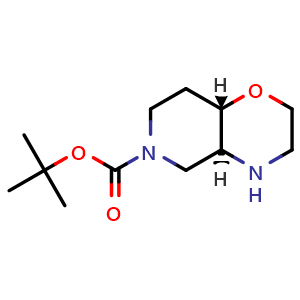 Chemical structure of (4aS,8aS)-6-Boc-octahydro-2H-pyrido[4,3-b][1,4]oxazine , CAS 1792190-69-2, AChemBlock AD283625