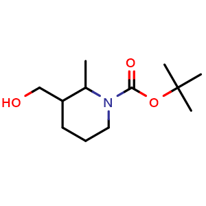 Chemical structure of (1-Boc-2-methylpiperidin-3-yl)methanol , CAS 2413883-59-5, AChemBlock AD283635