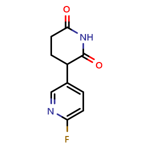 Chemical structure of 3-(6-Fluoropyridin-3-yl)piperidine-2,6-dione , CAS 2858743-82-3, AChemBlock AD283639