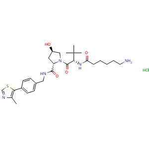 Chemical structure of VH 032 amide-alkylC5-amine dihydrochloride , CAS 2415256-20-9, AChemBlock AD283640