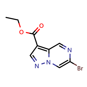 Chemical structure of Ethyl 6-Bromopyrazolo[1,5-a]pyrazine-3-carboxylate , CAS 2488652-20-4, AChemBlock AD283647