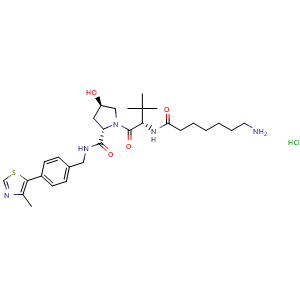 Chemical structure of VH032-C6-NH2 dihydrochloride , CAS 2341796-77-6, AChemBlock AD283648