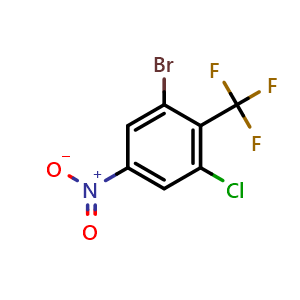 Chemical structure of 1-Bromo-3-chloro-5-nitro-2-(trifluoromethyl)benzene , CAS 2169178-32-7, AChemBlock AD283655